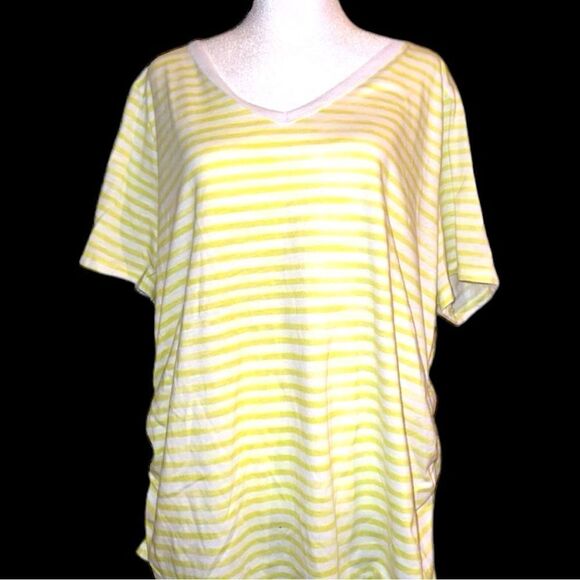 Croft and barrow cute summer yellow and white striped top - Picture 1 of 5